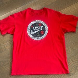 Nike Medium Red Tee with 'Freak' Mosaic Logo